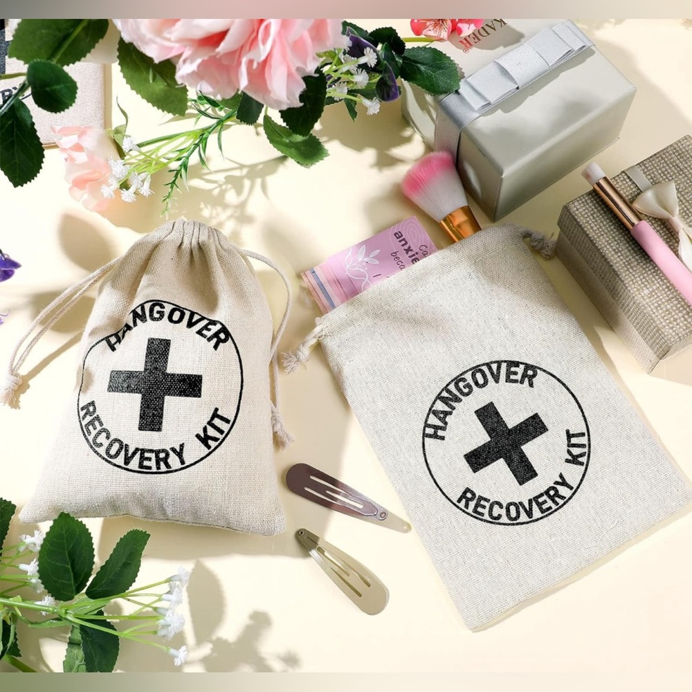 🖤Hangover Gift Bags with Drawstring – Set of 12